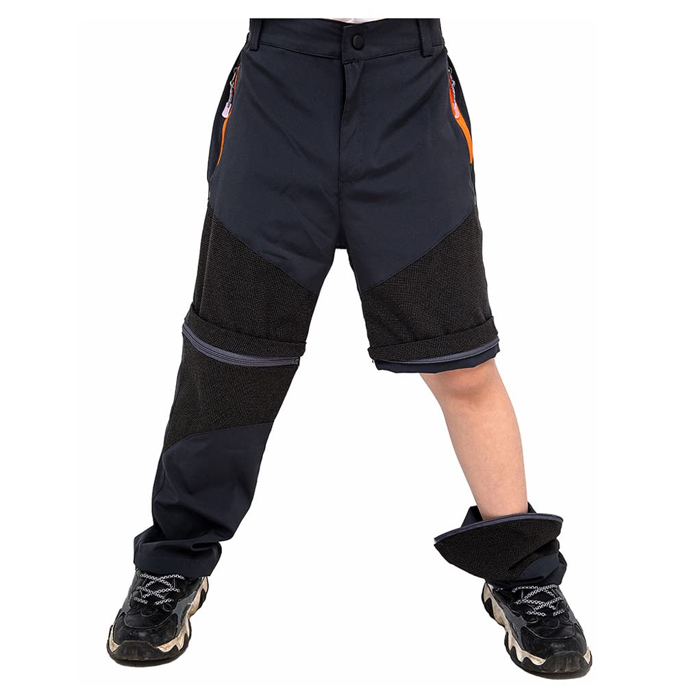 Kinder Outdoorhose Wanderhose Zip Off Hose abnehmbare hosebeine Jugend Mädchen Trekkinghose 2-in-1-Funktionshose Sommer mit Gürtel Schnelltrocknend Atmungsaktiv