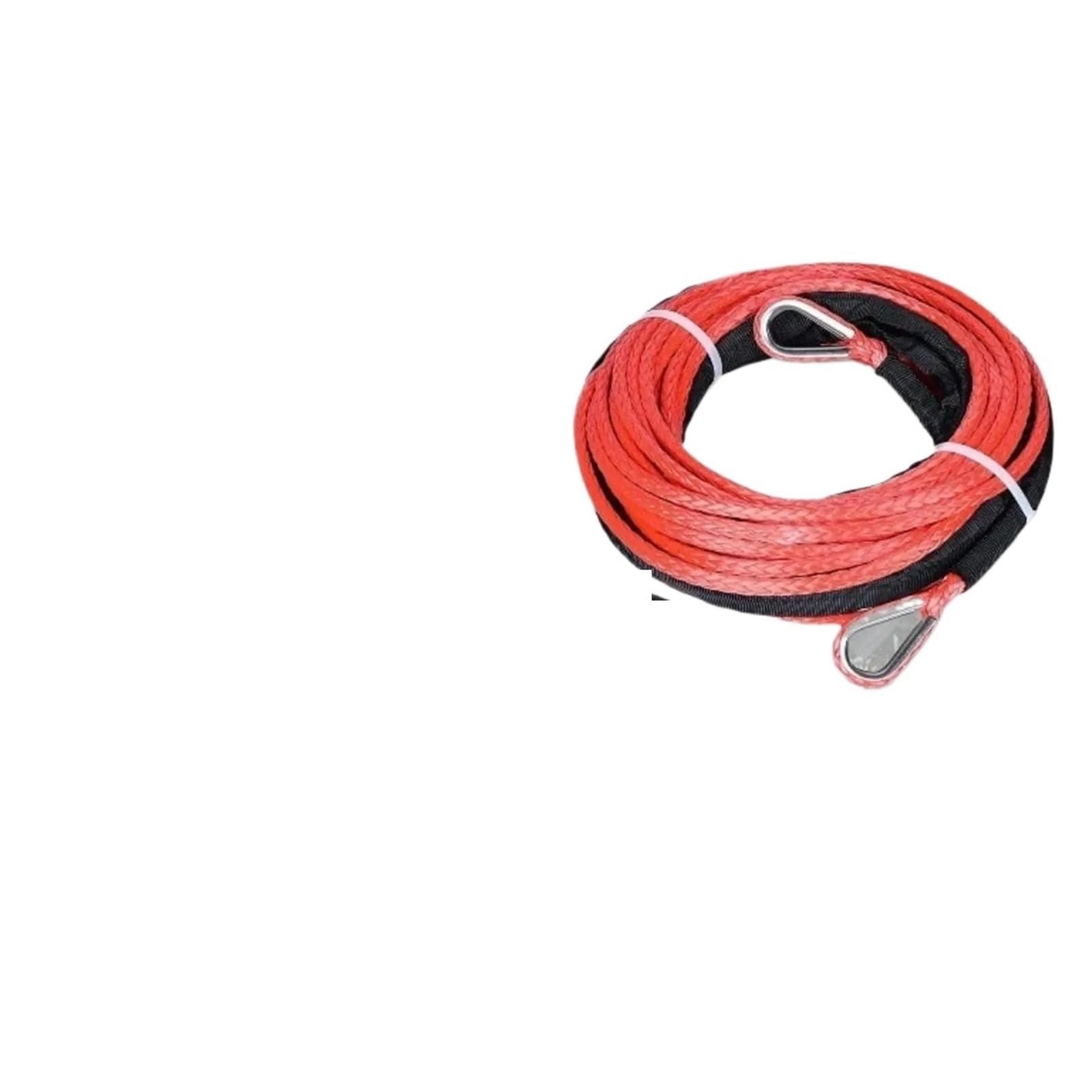 Przedłużka liny wyciągarki 50 stóp x 1/4 cala, lekkie akcesoria, wielofunkcyjne, do samochodów SUV, z osłoną ochronną, kabel holowniczy(Red)