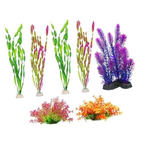 BESPORTBLE 7pcs Artificial Tank Plants Aquarium Decorations Faux Grass Fish Tank Hideout Plants Wear-resistant Fake for Desktop Aquariums