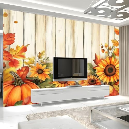 Papier peint citrouilles intissé pour masquer imperfections mur