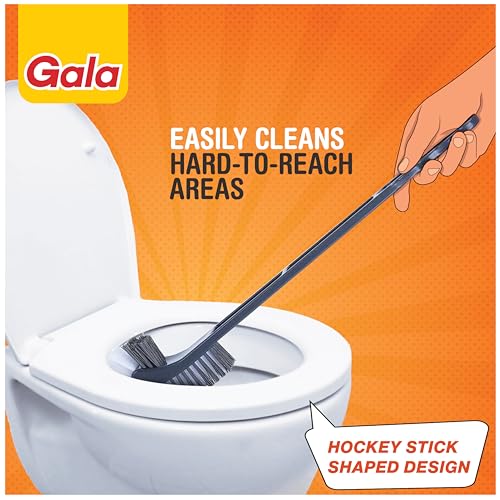 Gala Double Hockey Shape Toilet Cleaner Brush with Holder Stand, Toilet Cleaning Brush for Western and Indian Toilet, Bathroom Brush for Toilet Cleaning (Gray,Pack of 1) (Image - 2)