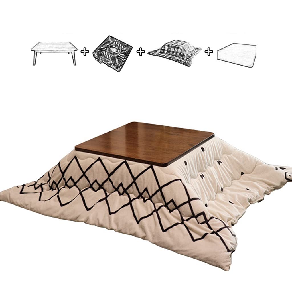 Buy TESZON Japanese Wood Kotatsu Table Set with Heater and Blanket, Mat