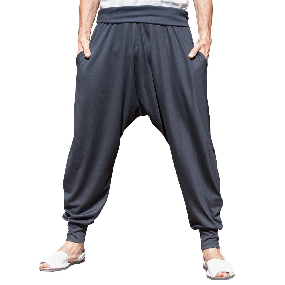 SAVARI | Pantalones Harem Con Bolsillos | Étnico | Comodos y Holgados | Pantalón Ideal para Yoga y Pilates | Algodón Reciclado | Unisex | Tallas Grandes | Negro, Gris, Vino y Blanco | M-XXL
