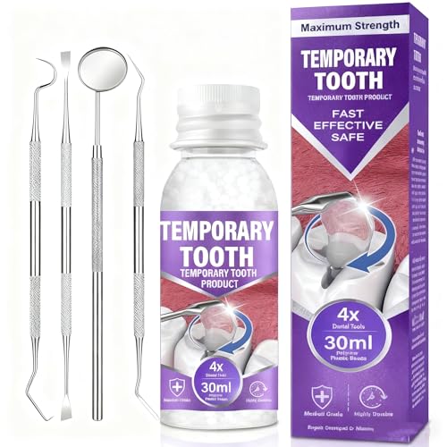 Tooth Repair Kit Temporary Tooth Filling Kit with 30 Ml & 4 Tool Fixing Missing & Broken Tooth Replacements for Men and Women Smile Confidently Again