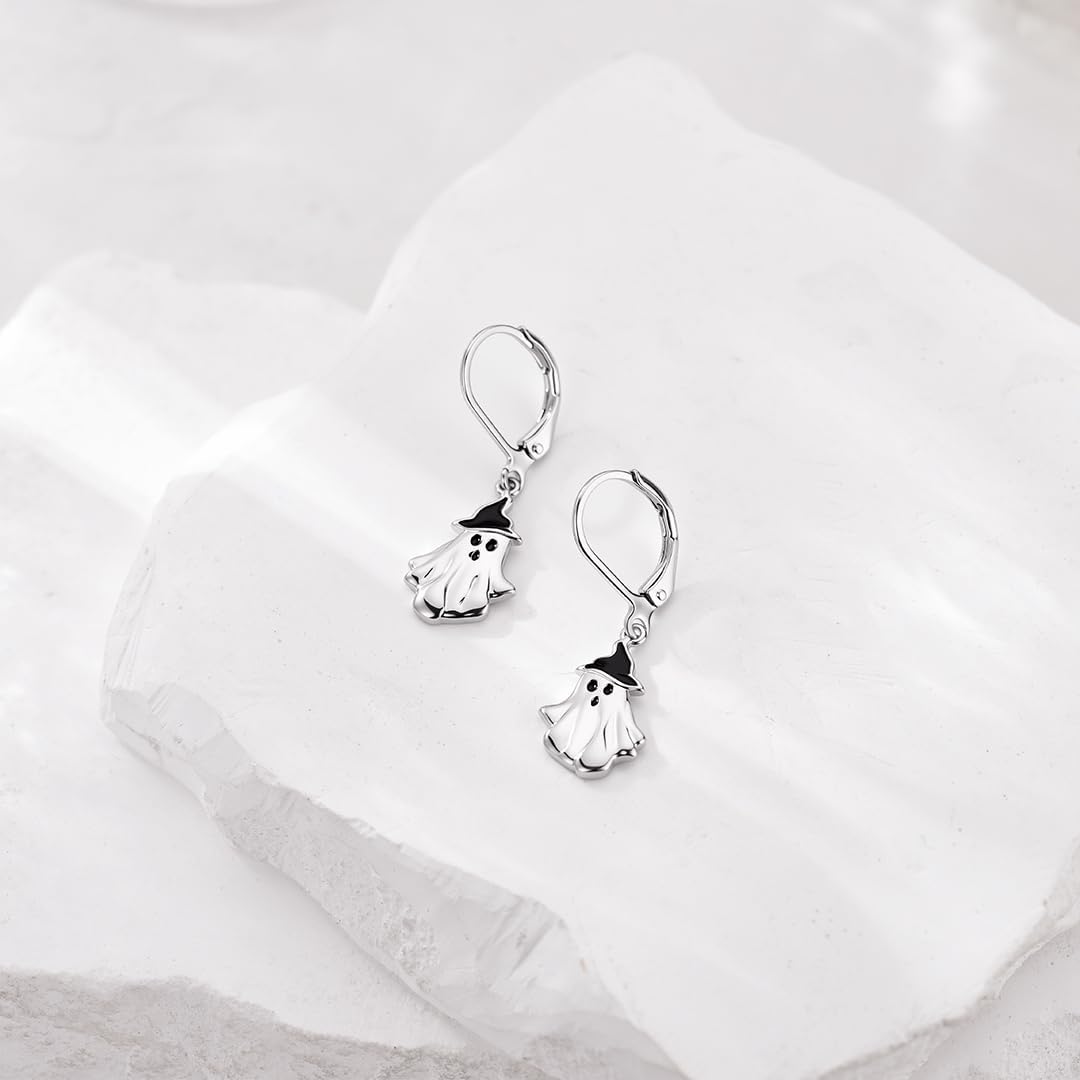 Halloween Ghost Earrings for Women Cute Funny Spooky Ghost Dangle Leverback Earrings Halloween Gothic Jewelry Gifts for Women Mom - Image 3