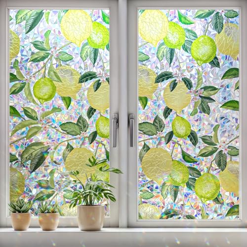 DARUITE Fensterfolie Bunt, Sichtschutzfolie Fenster, Zitronenbaum 60x200cm – Ansicht 1