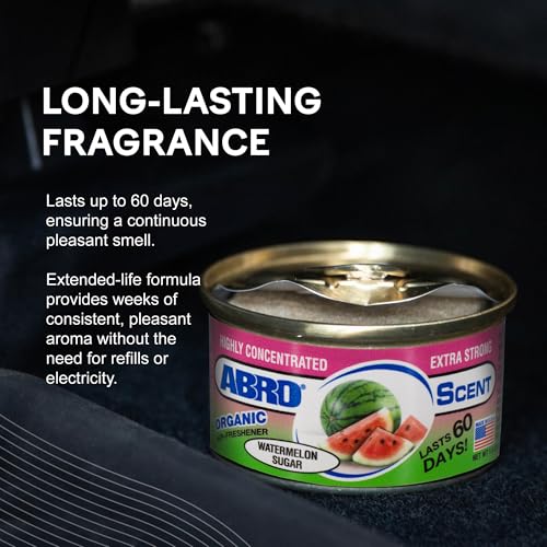 Image of ABRO Car Air Fresheners: Canned, Spill Proof Airfreshener for Home, Office, or Car Accessories Interior, Lasts Up to 60 Days - 3 Pack Watermelon Sugar