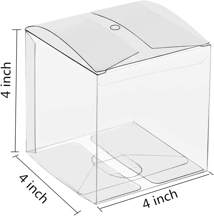 50 PCS Clear Candy Apple Box With Hole Top | 4" x 4" x 4" PET Gift Boxes For Caramel Apples, Ornaments | Transparent Boxes for Wedding, Party New year Favor Christmas| Food in Safe Fits Standard Apple