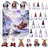 Advent Calendar Gnome 2025, Gnome Christmas Advent Calendar with 24PCS Christmas Gnome Ornaments Santa Claus Elk Snowman Home Decor 24 Days Countdown Calendar Gnome Xmas Gift