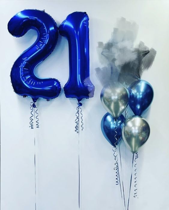 Image of 2 Balloon 40 inch Navy Blue Number Balloons for 2nd Birthday Decoration | Saturated Color, Large 40 in, With Inflation Straw & Hanging Hole, Great for Men's Party, Back-To-School Season, Pool Party
