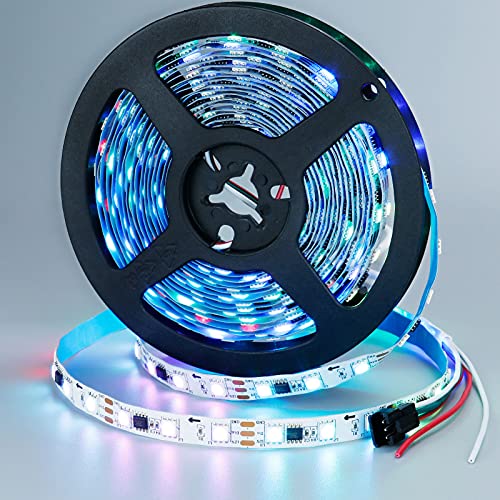 Kxzm ws2811 addressable 12v rgb led strip 16.4ft 300led…