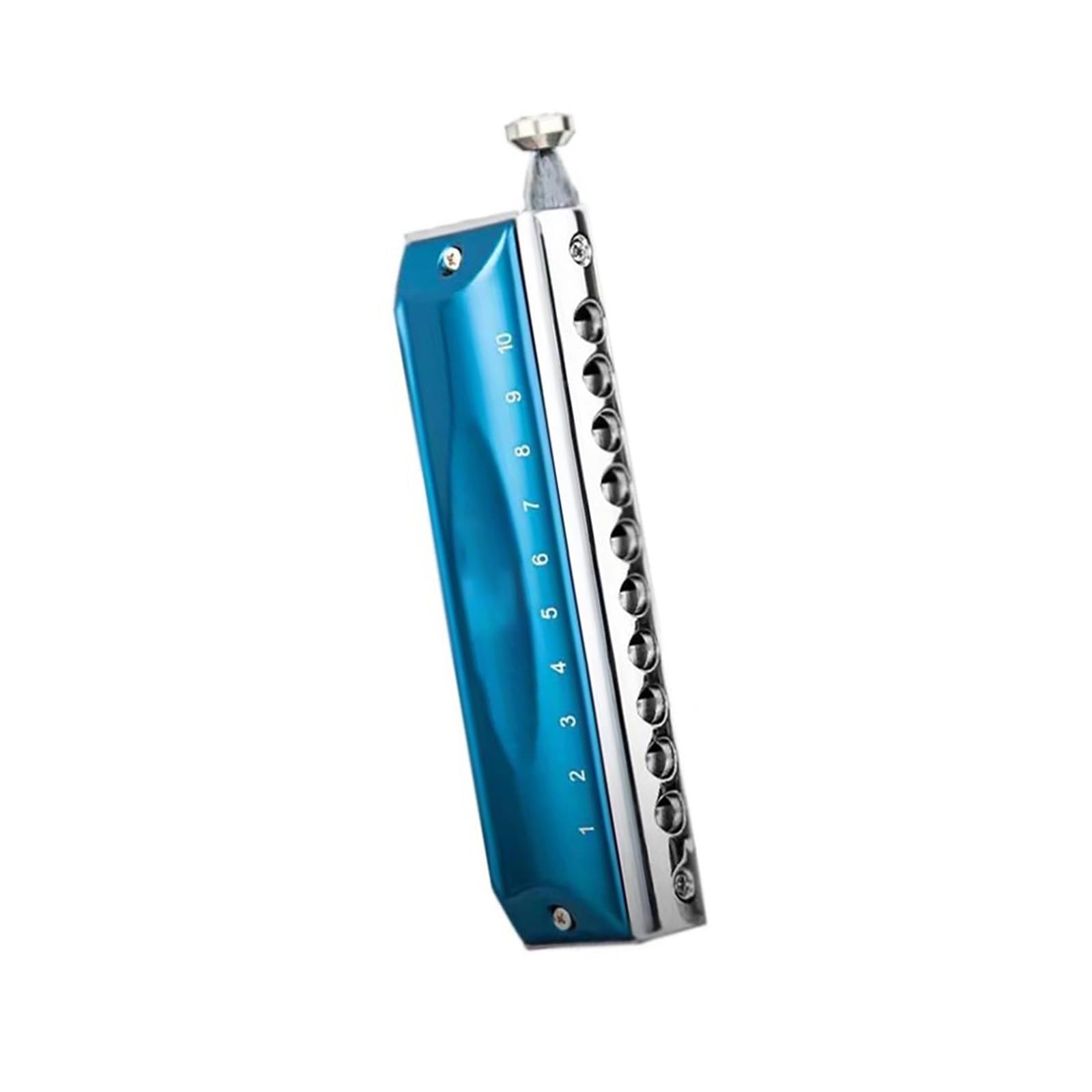 Harmonijka 10-otworowa harmonijka chromatyczna C z klawiszem | 10-otworowa harmonijka chromatyczna C Key Mouth Organ Performance Harmonijka dla początkujących(Blue)