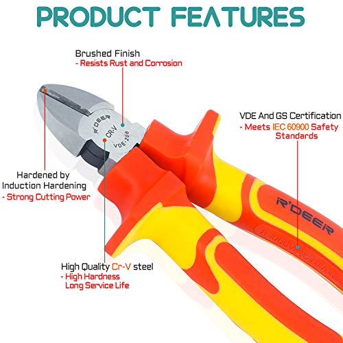 6 Inch Insulated Handle Electrician Diagonal Cutters R'deer Vde 1000V Cr-V Industrial Level Wire Cutter Side Cutting Pliers Tool #TOP1
