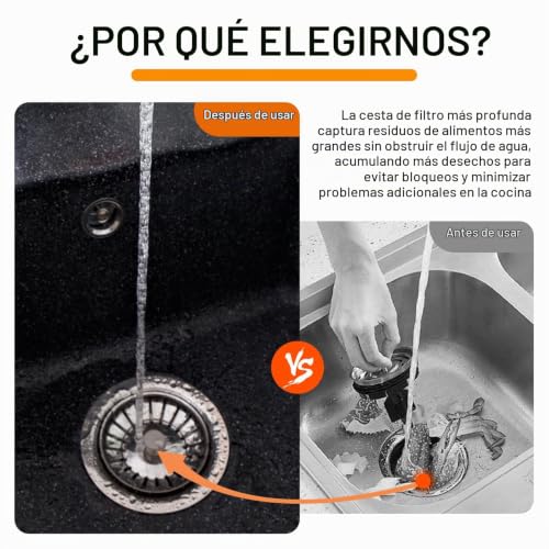Miniatura 6 de Ø 80mm Coladores Fregadero De Acero Inoxidable Con 2 Pernos, Colador De Drenaje Universal Presione Y Tire Para Fregadero De Cocina, Upgraded Kitchen Sink Plug Strainer, Tapón De Desagüe
