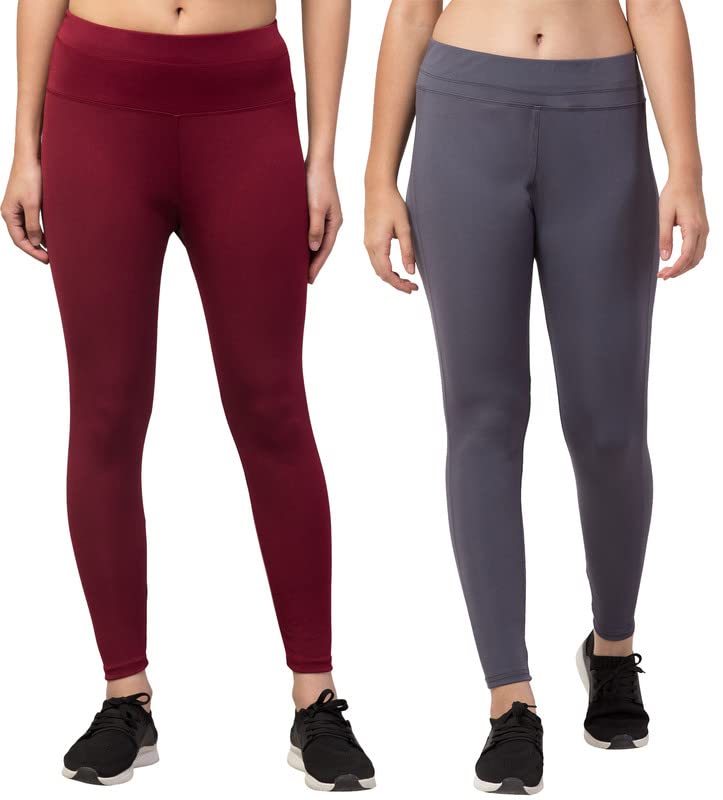 Image of BLUECON Gym wear Leggings Ankle Length Workout Pants | Stretchable Tights | Mid Waist Sports Fitness Yoga Track Pants for Girls & Women (Pack of 2)