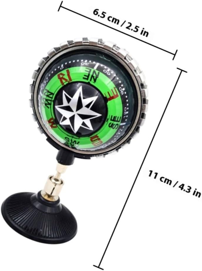 Mikinona 2pcs Adjustable Car Compass Ball with Strong Suction Cup for Dashboard Mount Abs Material Navigation Tool Green Colorful Design for Auto Truck and Outdoor Hiking Directions