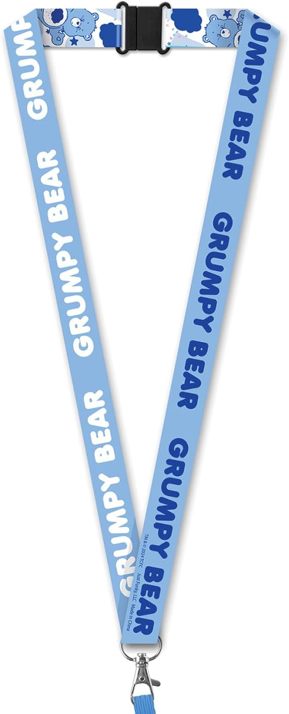 Care Bears Breakaway Lanyard Grumpy Bear Zipper Plush Pouch ID Holder Keychain (Pack of 2)