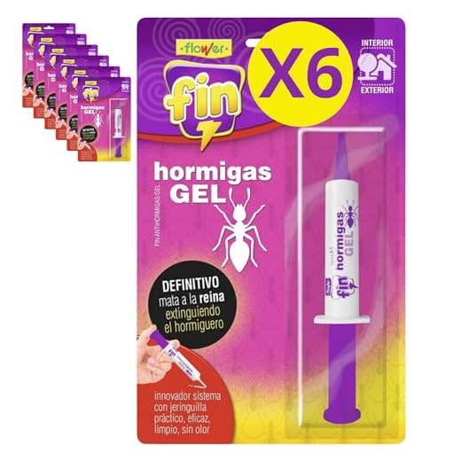FLOWER x 6 Insecticida Anti Hormigas Formato Jeringa 10 gr | Jeringuilla Antihormigas Eficaz Elimina a Toda La Colonia | Gel Atrayante y Duradero | Interior y Exterior | Aplicación Segura y Sencilla