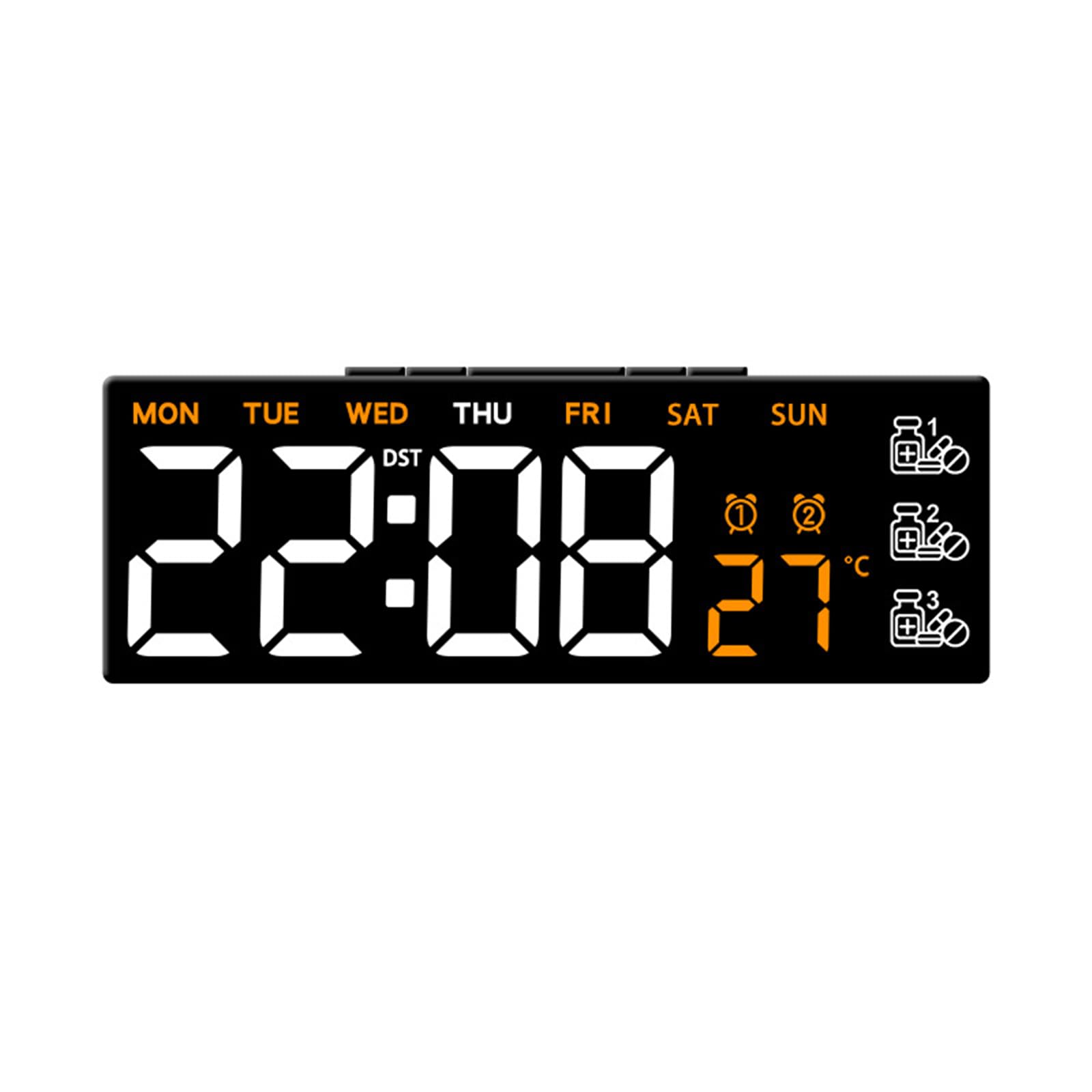 HDOYTXXM Multifunctional Digital LED Clock Medication Reminder Device with 2 Alarm and Temperature Display Brightness Digital Clock with Medication Reminder