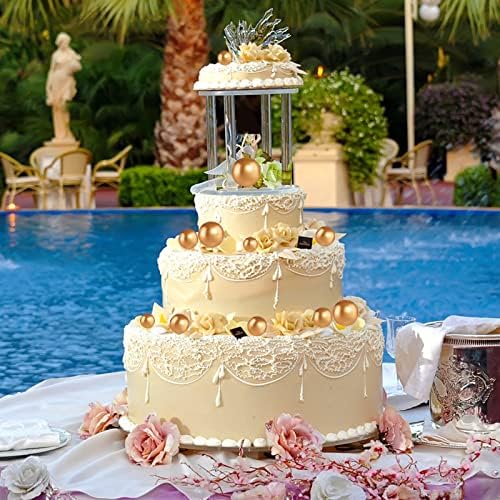 Bekecidi 50 Pcs Balloon Cake Topper DIY Cake Insert Topper Balls Cake Toppers Foam Ball for Birthday Party Wedding Supplies Baby Shower Decor (Gold)