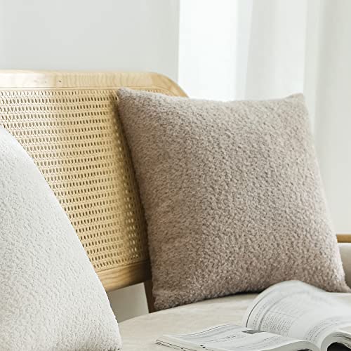 Fiouovo Textured Farmhouse Throw Pillow Covers 20X20 Decorative Pillows For Bed Couch Pillows For Living Room Rustic Pillows Neutral Accent Cushion Cases Set Of 2, Beige #TOP7