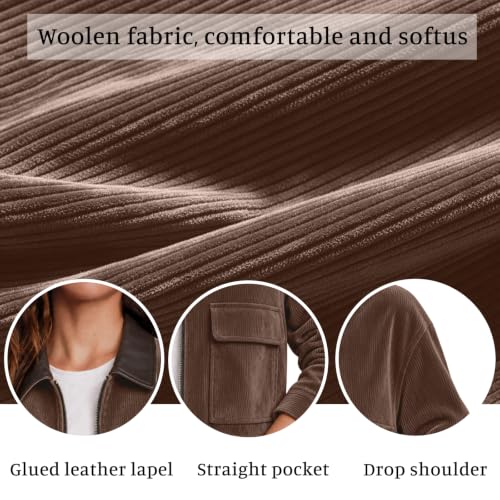 ZWRXW Corduroy Jacket Women Zip Up Barn Bomber Coat Cropped Jacket - image 5