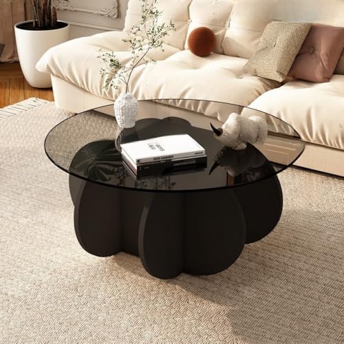 Sariny���[�e�[�u�� �Z���^�[�e�[�u�� �� �K���X�e�[�u�� �����K���X�V�� �V���a70/80cm �ۃe�[�u�� ���r���O�e�[�u�� �~�` ������� �R�[�q�[�e�[�u�� �_�C�j���O�e�[�u�� �|�����ȒP ���r���O���[��/�Q��/�K���X�ɍœK (�u���b�N-A,80