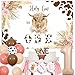 Highland Cow 1st Birthday Decorations Girl - Holy Cow Im One Backdrop, Highland Cattle High Chair Banner, Cake Topper, Foil Balloons for Pink Boho Floral Highland Cow Farm Animal Party Supplies