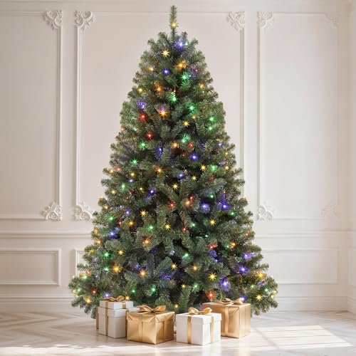 DWVO 6ft Pre-lit Artificial Christmas Tree, Spruce Prelit Christmas Trees