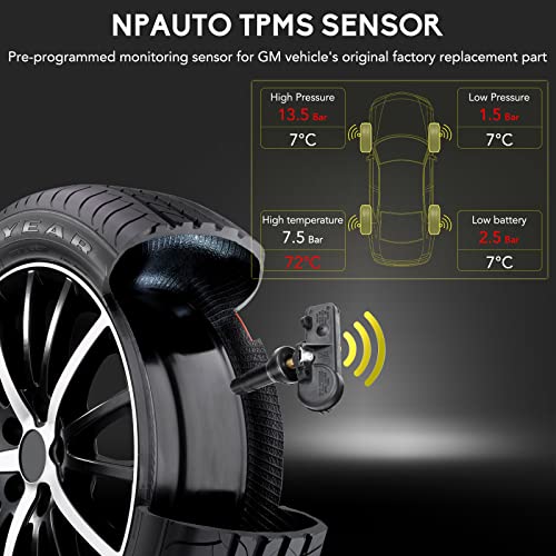 DE8T1A180AA TPMS Sensor Fits for Ford Lincoln Mercury, F150 F250 F350 Mustang Fusion Escape Focus Explorer, 4Pcs Tire Pressure Sensors, DE8T-1A180-AA, 9L3Z-1A-189-A Tire Pressure Monitoring System