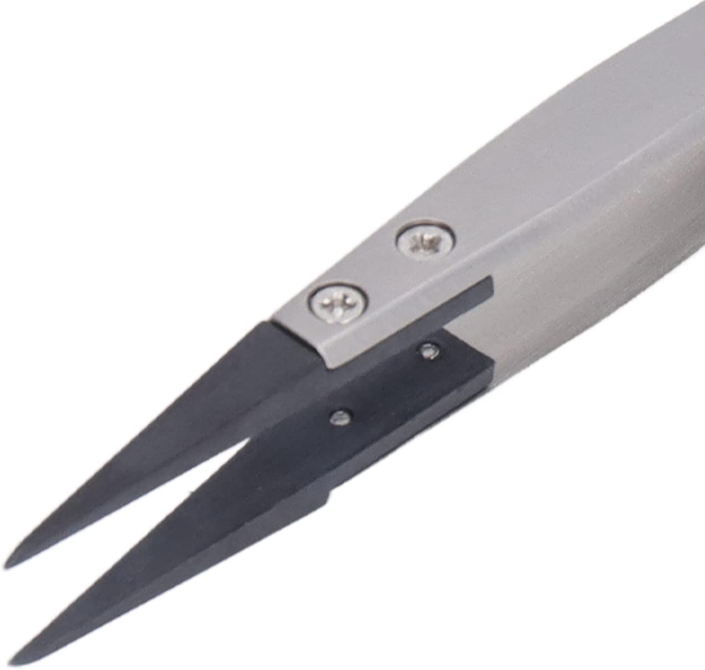 10 pcs Anti Static Tweezers, Pointed Tip Tweezers with Stainless Steel Body and Carbon Fiber Plastic Head, for Emiconductor Microelectronics