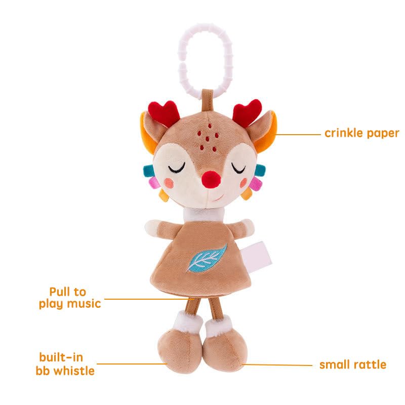Arche D'Éveil Pour Poussette Bébé - 3 Jouets Suspendus - Noir Et Blanc - Musique - 0-3 Ans