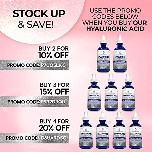Pure Hyaluronic Acid Serum for Face (2 Oz) - Anti Aging Serum for Skin and Lips - Medical Quality Hydrating and Moisturizing Face Serum for All Skin Types - Paraben and Fragrance-Free