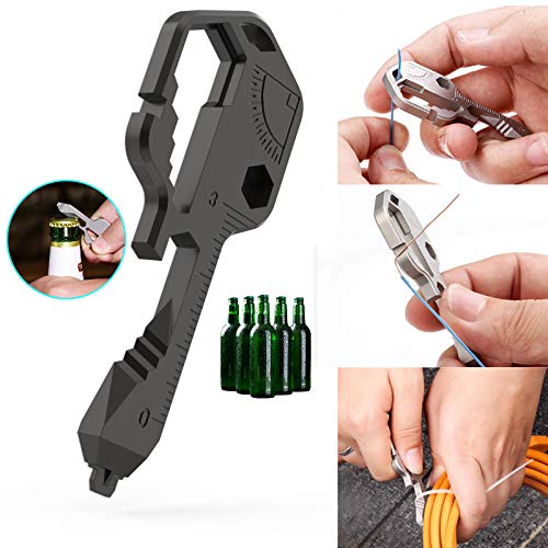 24 in 1 Multi-Tool Key，Key Pocket Tool for Universal Gadget Functions，Stainless Steel Keychain Multi-Tools for Screwdriver, Bottle Opener, Drill Driver, Box Cutter, Wrench, Ruler - Thumbnail 5