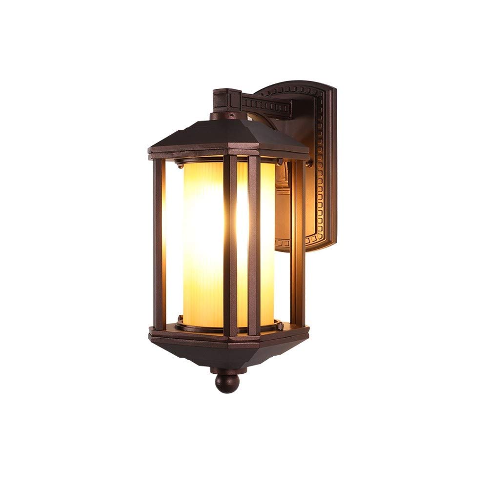 QUSYZD Lamp Post Lights Outdoor, Sconce Fixture Loft Aluminum External Rainproof Wall Light Glass Lampshade Outdoor Lantern Industry Antique Outside Professional Water,