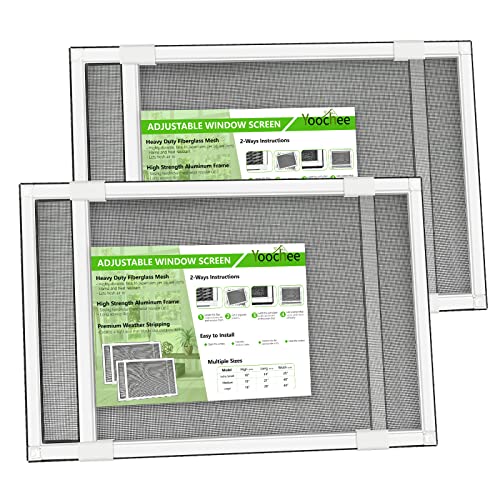Yoochee Expandable Window Screen, Adjustable Window Screen, Replacement Window Screens With Frame, Durable Replacement Screen Mesh For Window (15" H X 21" - 40" W, White, Pack Of 2) #TOP13