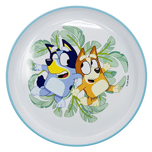 Plato infantil reutilizable bicolor con base antideslizante de Bluey