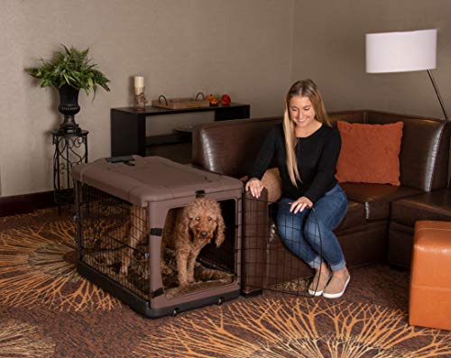 Pet Gear “The Other Door” 4 Door Steel Crate With Plush Bed + Travel Bag For Cats/Dogs, Sets Up In Seconds No Tools Required, Built-In Handle/Wheels, Chocolate, 36-Inch, (Model: Pg5936Bch) #TOP2