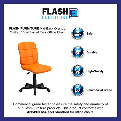 Flash Furniture Clayton Mid-Back Orange Quilted Vinyl Swivel Task Office Chair #TOP3