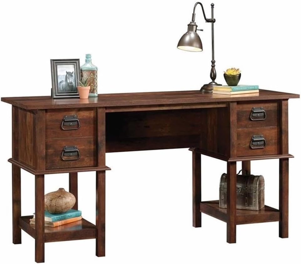 Pemberly Row 19" W Home Office Writing Desk with File Drawer in Curado Cherry