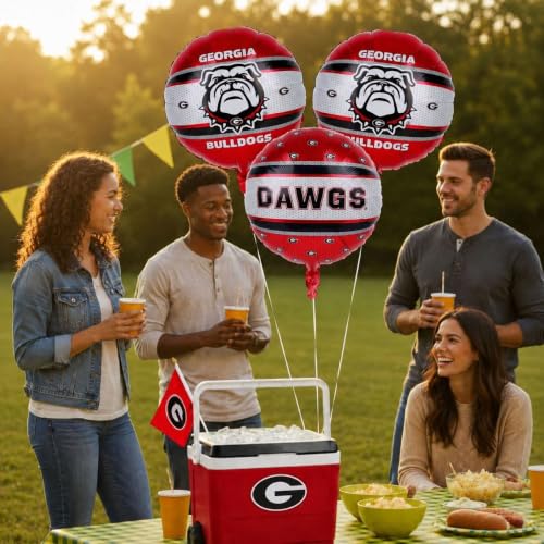Image of Georgia Bulldogs Party Balloons (9 Pack)! 3 (18 inch) Round Bulldog Foil Balloons. University of Georgia decorations for football tailgates, Birthdays & all School Fan Parties. by Havercamp