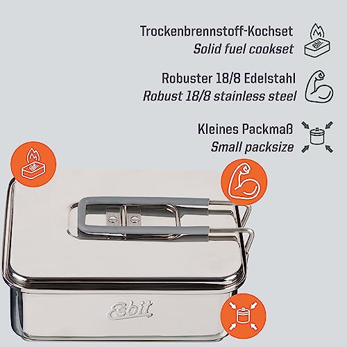 Esbit Juego de cocina de combustible seco – Cocina de camping al aire libre 585 ml con olla de aluminio – asas plegables – Juego de hornillo de camping - imagen 2