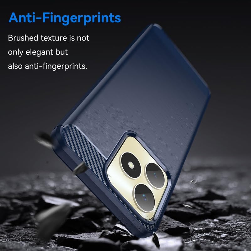 Image of NPRC Hybrid Ultra Slim Protective Case TPU Non-Slip Carbon Fiber Texture Shockproof Case Cover for Realme GT 7 PRO - Blue