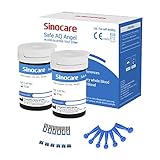 sinocare Medidor De Glucosa En Sangre tiras/Prueba De Control/Tiras De Prueba Reemplazo/Diabetes Tiras de diabetes/tiras de prueba de glucosa en sangre. (Safe AQ Angel Tiras 50)
