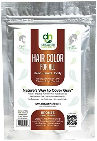 Manly Guy Bronze Shiny Copper Henna Hair Dye, Beard, & Mustache Color: 100% Natural & Chemical Free