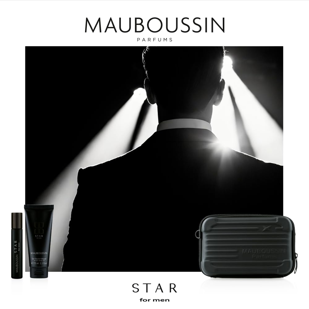 Mauboussin - Coffret Prestige Star For Men : Eau de Parfum 90ml, Gel Douche 75ml, Travel Spray 20ml & Sac Bandoulière