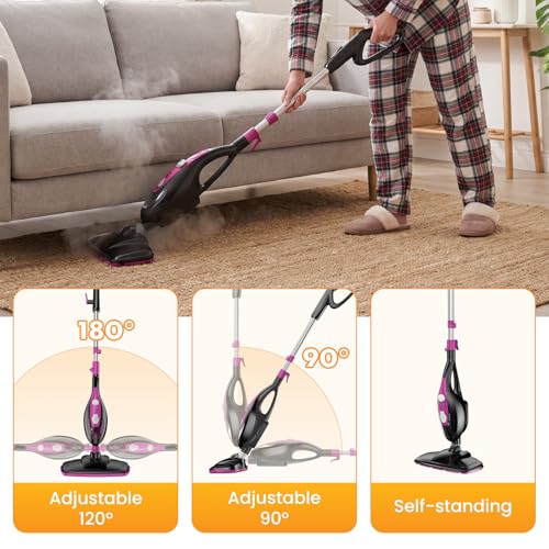 Image of NEWBULIG 14-in-1 Steam Mop, Powerful Detachable Handheld Steam Cleaner for Floor Cleaning with 2 Washable Pads, 16.4 FT Cord, Multi-Purpose Floor Steamer for Hardwood, Clothes, Carpet, Tile, Grout
