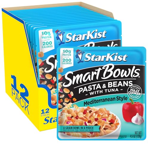 StarKist Smart Bowls Tuna, Pasta and Beans, Mediterranean Style, 4.5 oz Pouch, Pack of 12