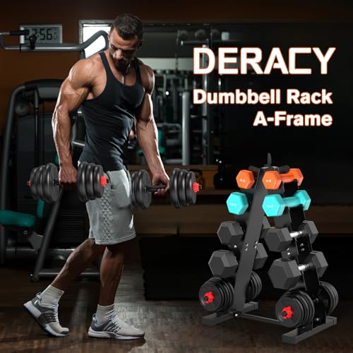 DERACY Dumbbell Rack Stand Only, Heavy Duty A-Frame Dumbbell Storage Rack, 5 tier Steel Dumbbell Holder for Home Gym Space Saver