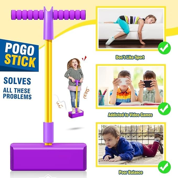 Pogo Stick Toys for Boys Girls, Foam Pogo Jumper for Kids Gifts Outdoor Toys for Toddlers Age 3 and Up Garden Toys Boys Girl Gifts | Pogo Jump Makes Pop Sounds (Purple) 2